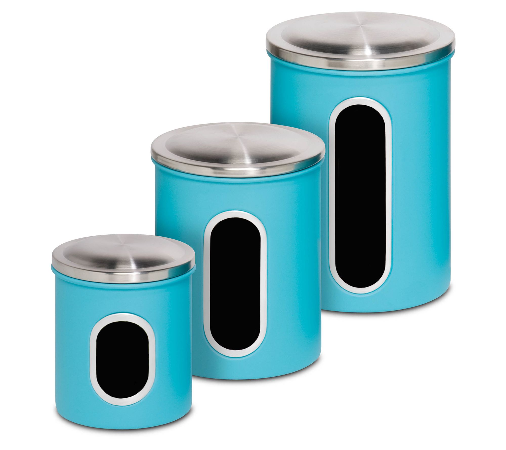 Turquoise Chalkboard Kitchen Canisters, Set of 3