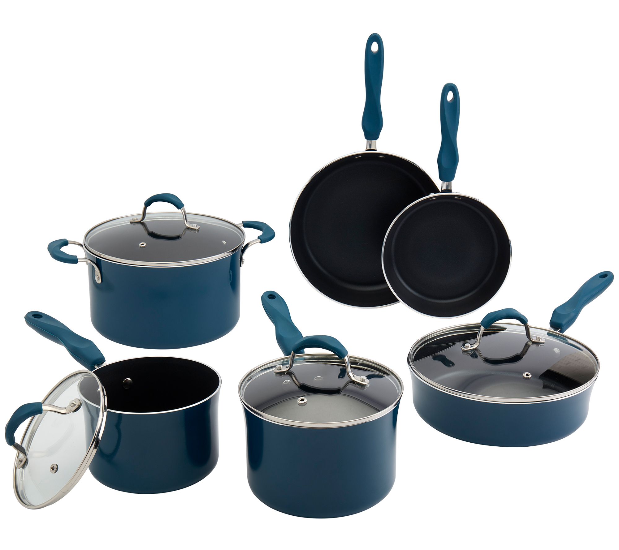 10-Pc. Non-Stick Aluminum Cookware Set, Blue