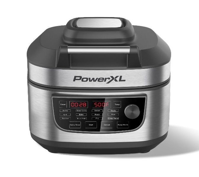 PowerXL 1550W 6-qt 12-in-1 Grill Air Fryer Combo with Glass Lid on QVC 