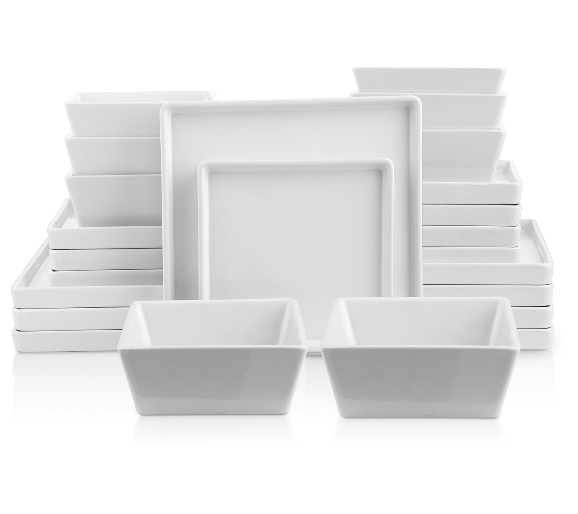 Stone + Lain Grace 24-Piece Stoneware Square Dinnerware Set