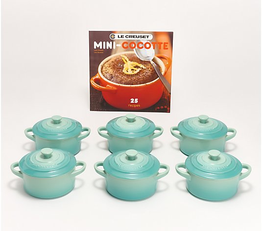 Le Creuset Set of 6 Mini Cocottes with Cookbook - QVC.com