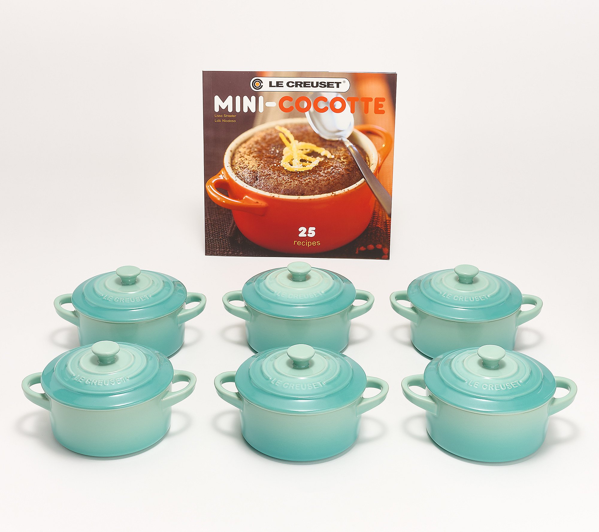 Le Creuset Set of 6 Mini Cocottes with Cookbook