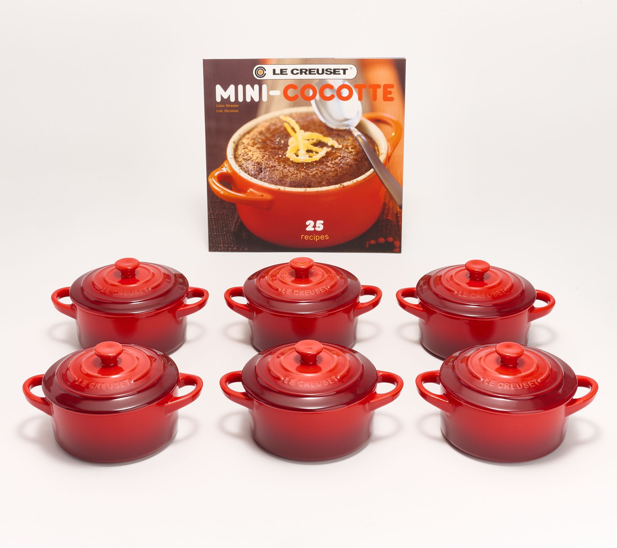 Le Creuset Set of 6 Mini Cocottes with Cookbook