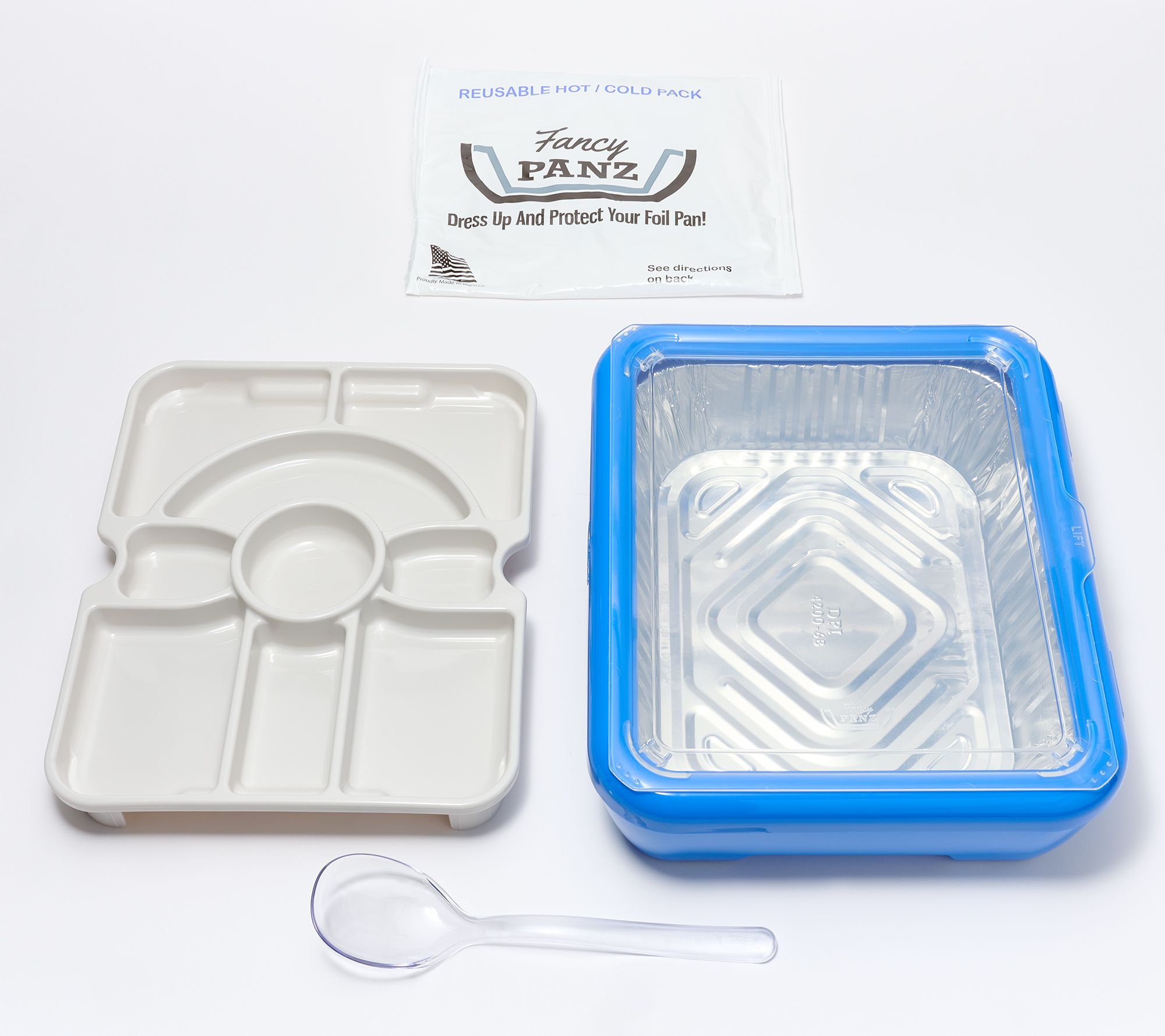Fancy Panz Premium Tray W/Foil Pan &CharcuterieInsert ,Denim