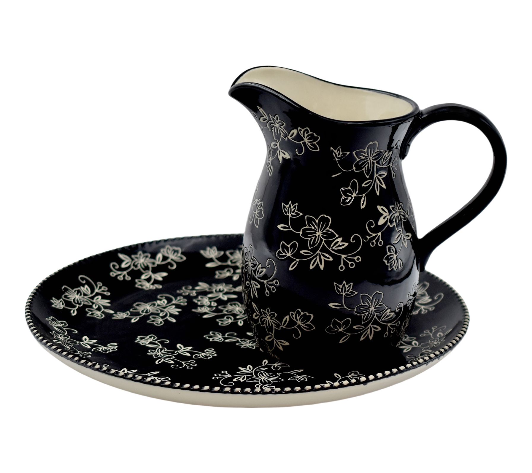 Temp-tations Floral Lace Nostalgic Pitcher and Platter Set