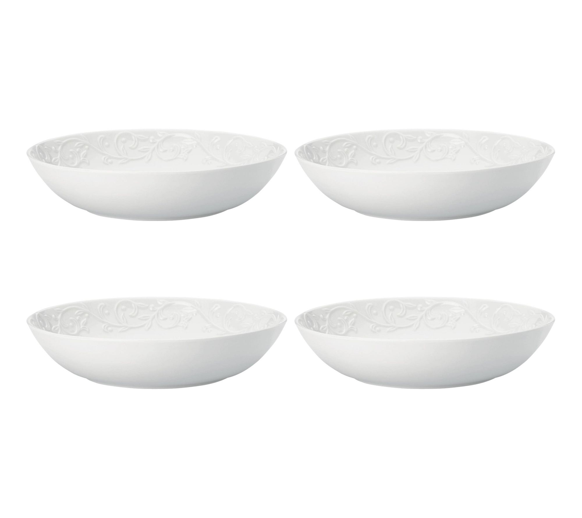 Lenox Set of 4 Opal Innocence Carved Pasta Bow ls