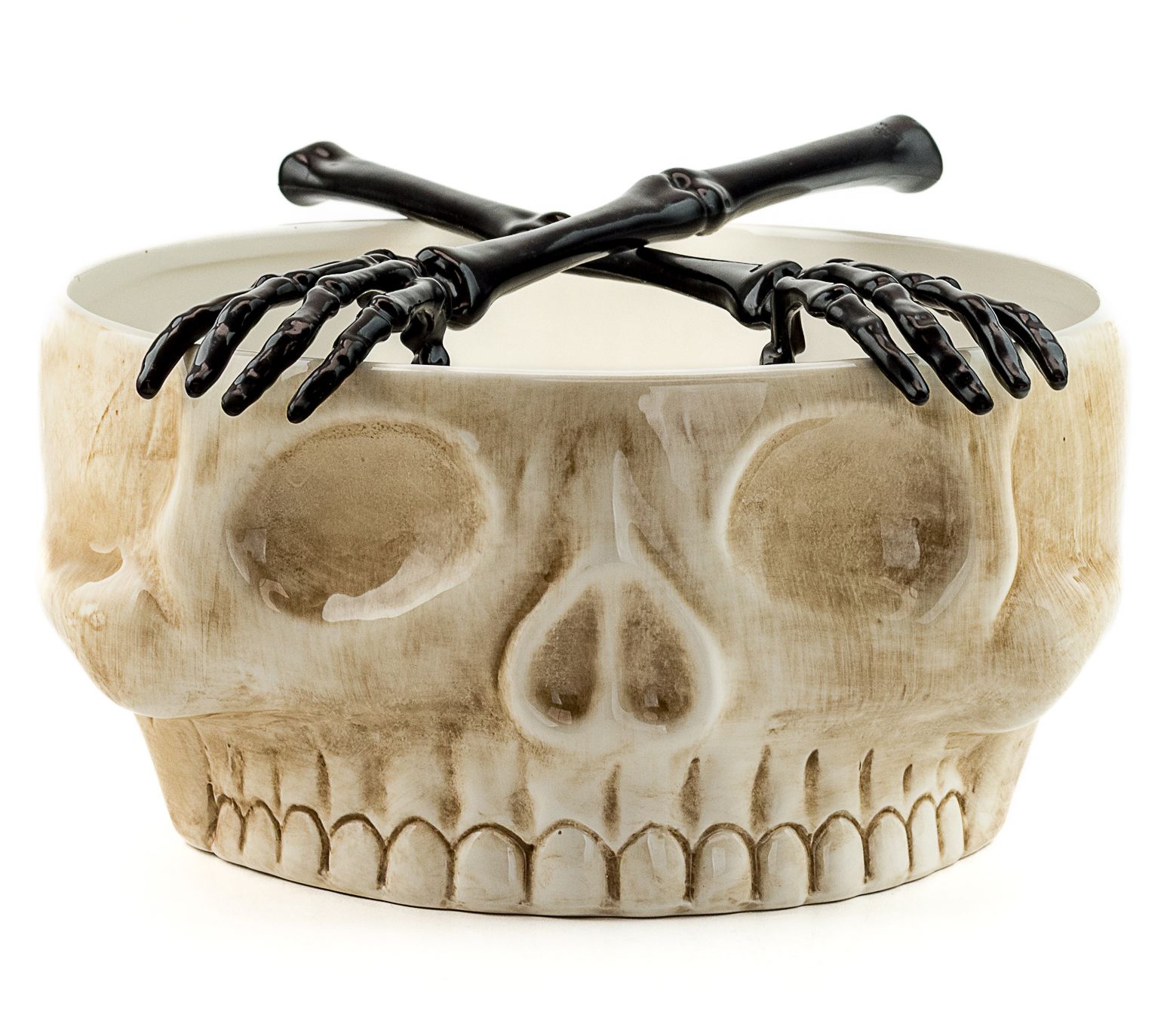 10 Strawberry Street Skull Serving Bowl, with Skeleton Serving