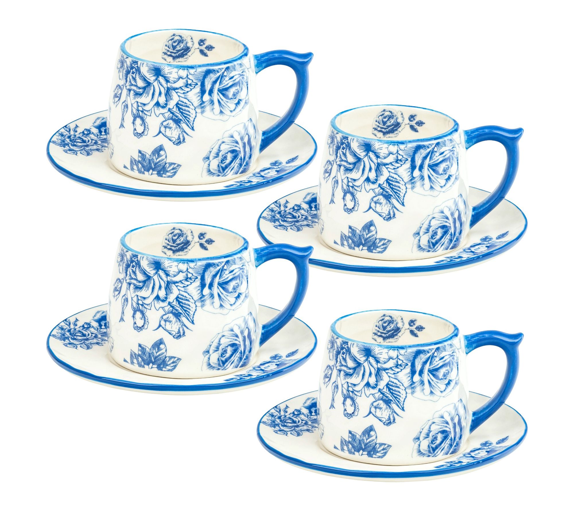 10 Strawberry Street Set of 4 Bella Tea Cup & Saucers