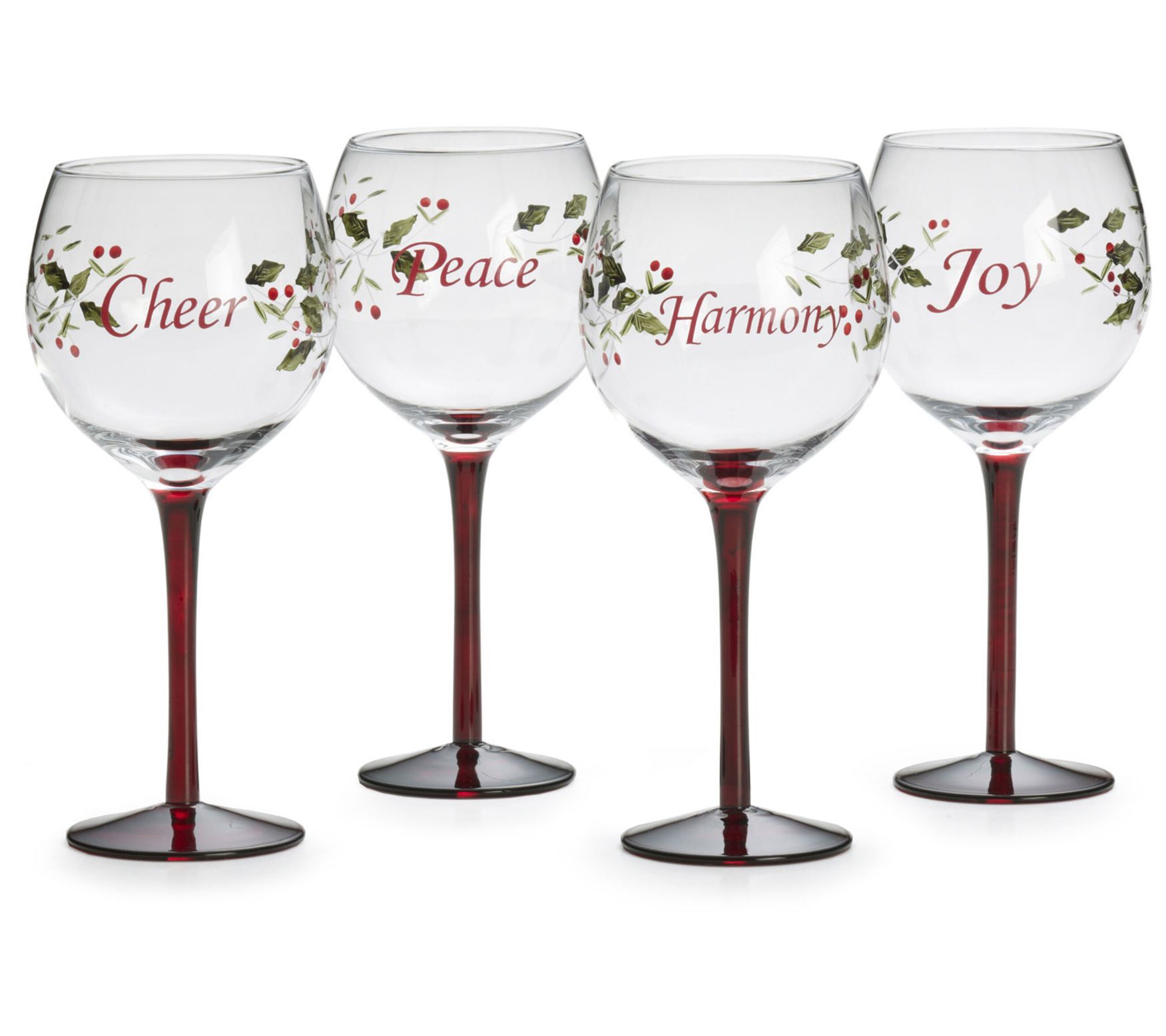 Pfaltzgraff Winterberry Sentiment Wine Glasses - Set of 4