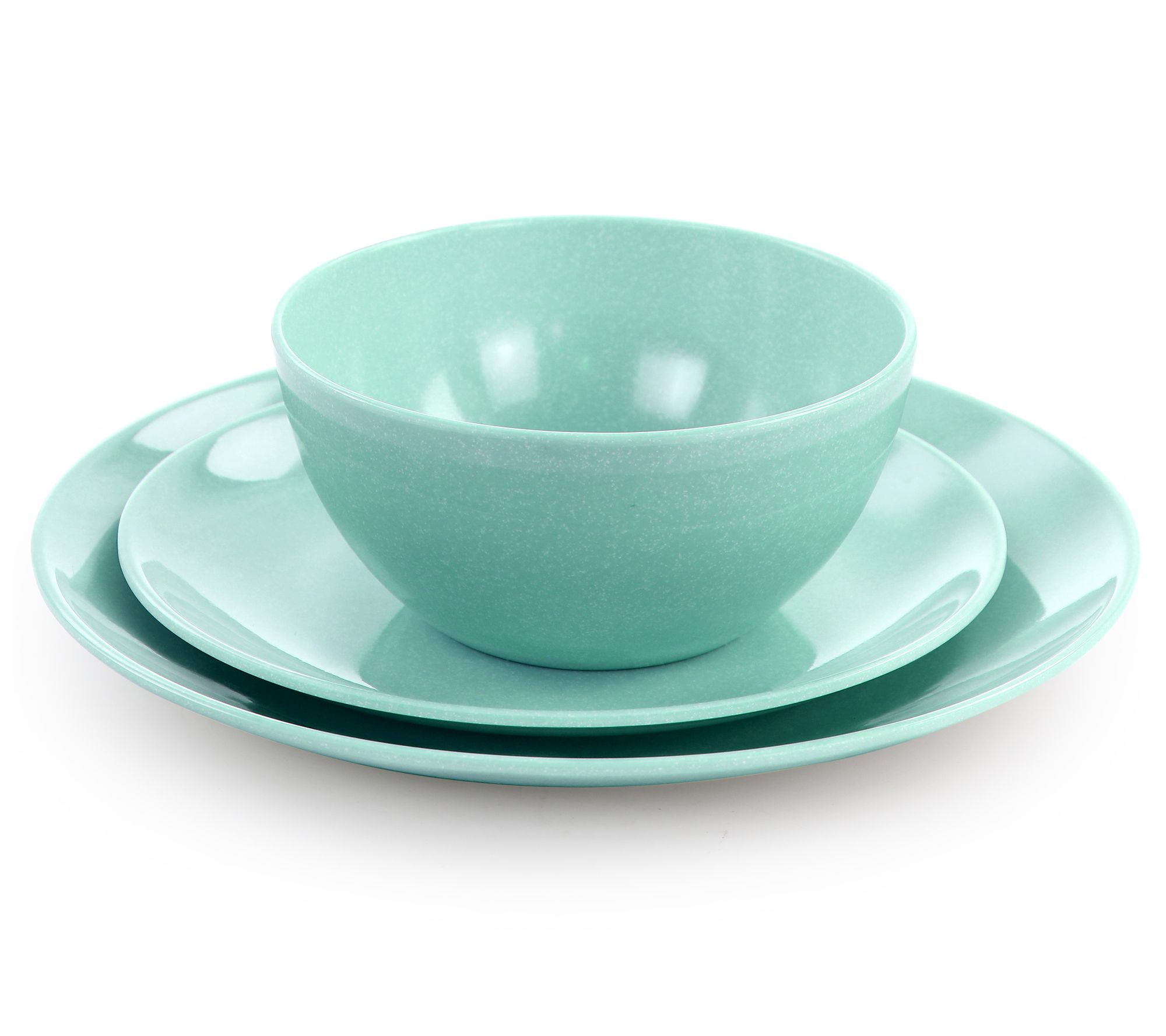 Martha Stewart 12-Piece Reactive Glaze Dinnerware Set-Blue