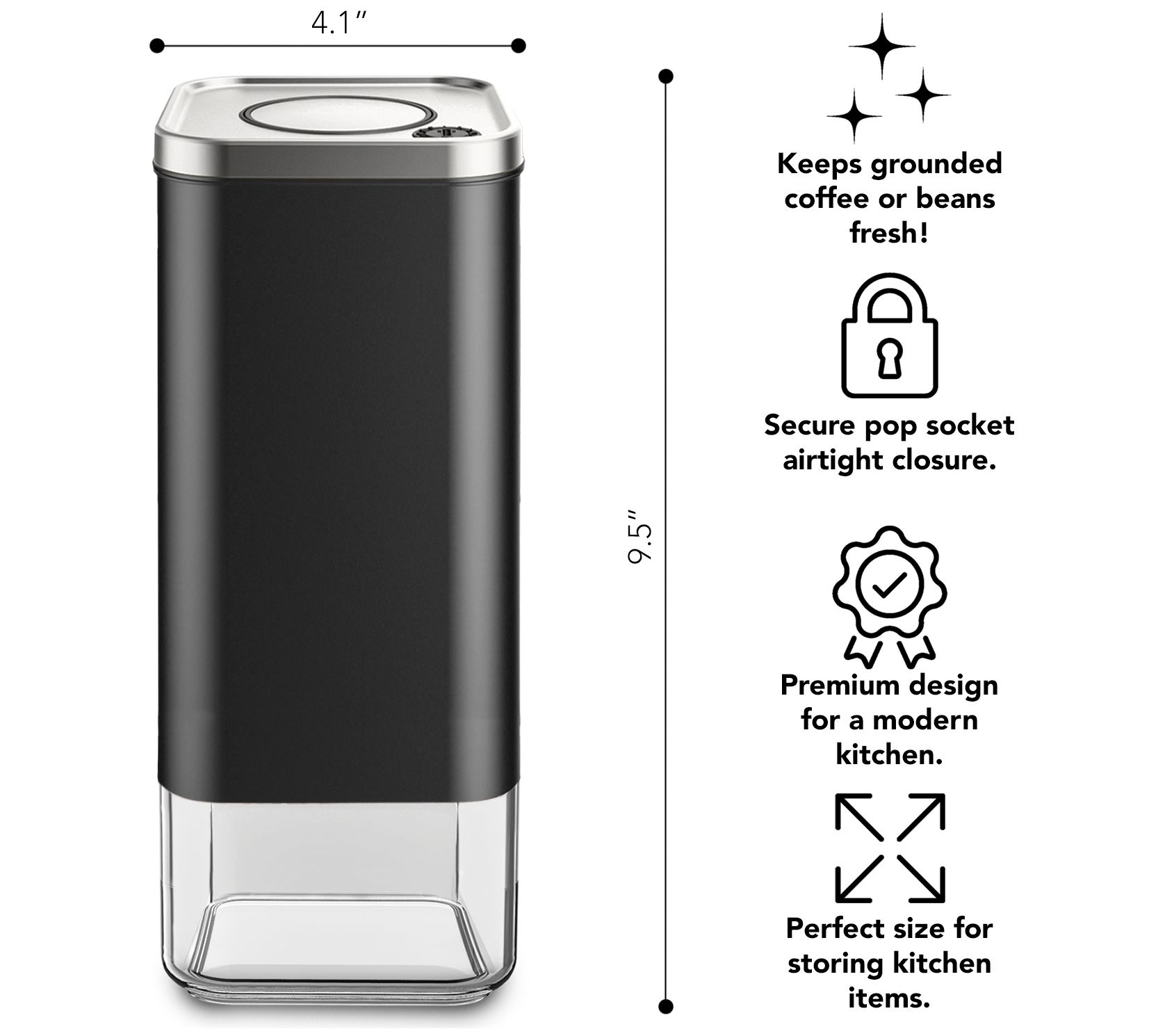 Kaffe 16 oz Storage Container Coffee Canister with Airtight Lid BPA Free  Stainless Steel 