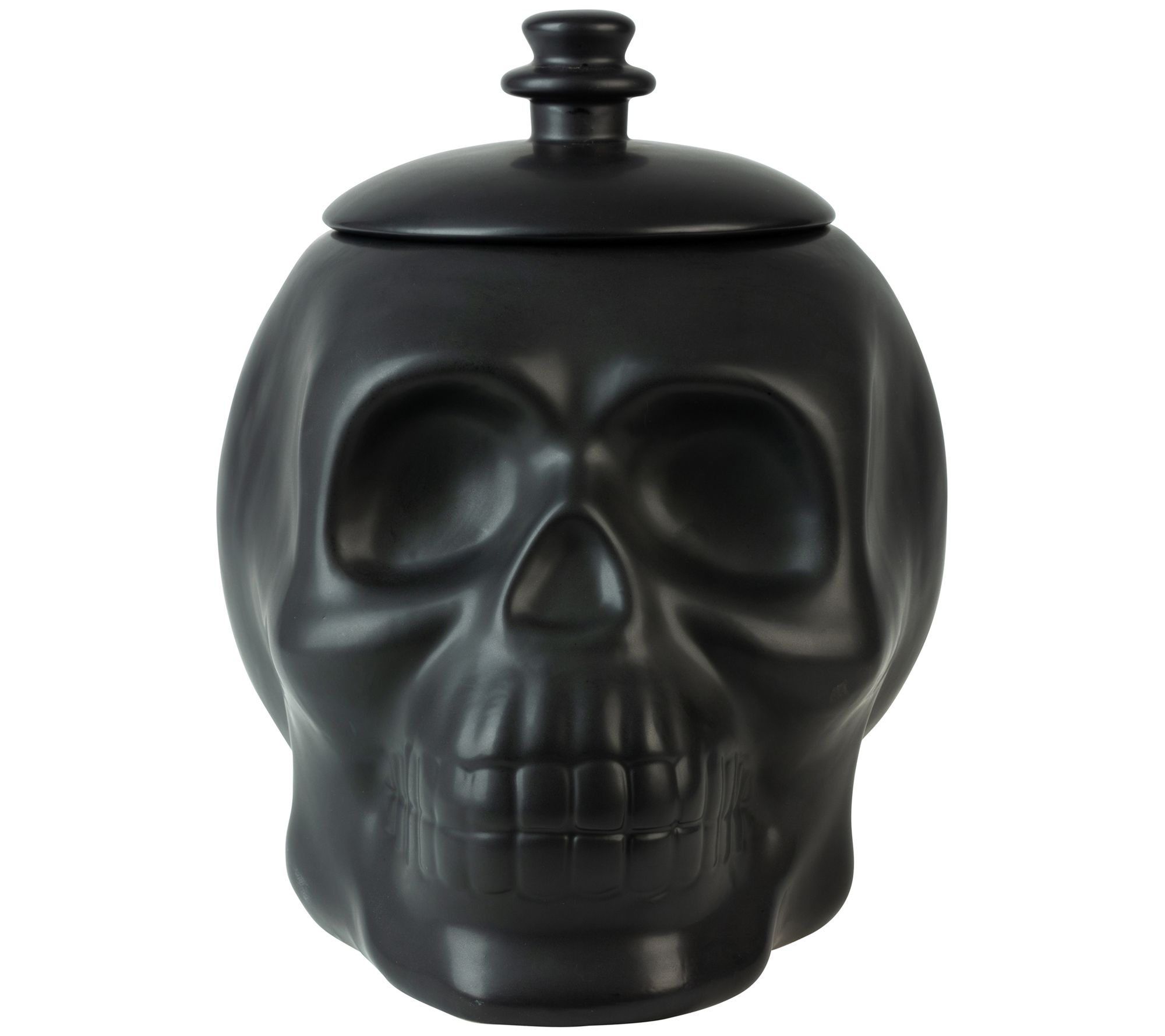 10 Strawberry Street Matte Black Ceramic SkullCookie Jar