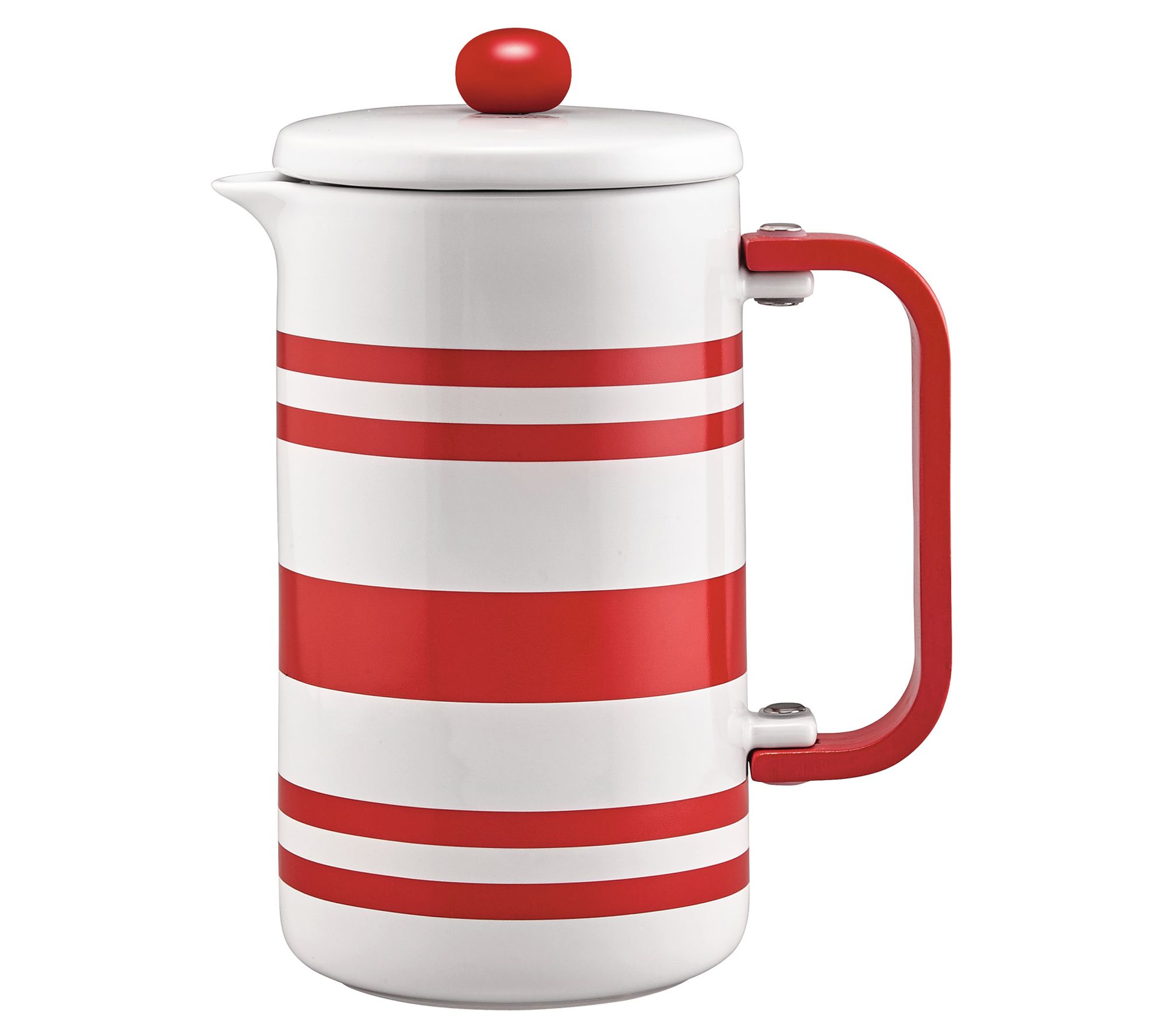 BonJour Ceramic French Press, 8-Cup, Red Stripes 