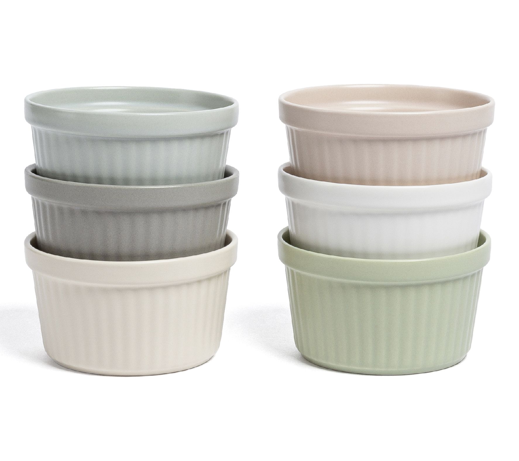 over&back Stoneware Semi-Matte Multicolored Ramekin Set of 6