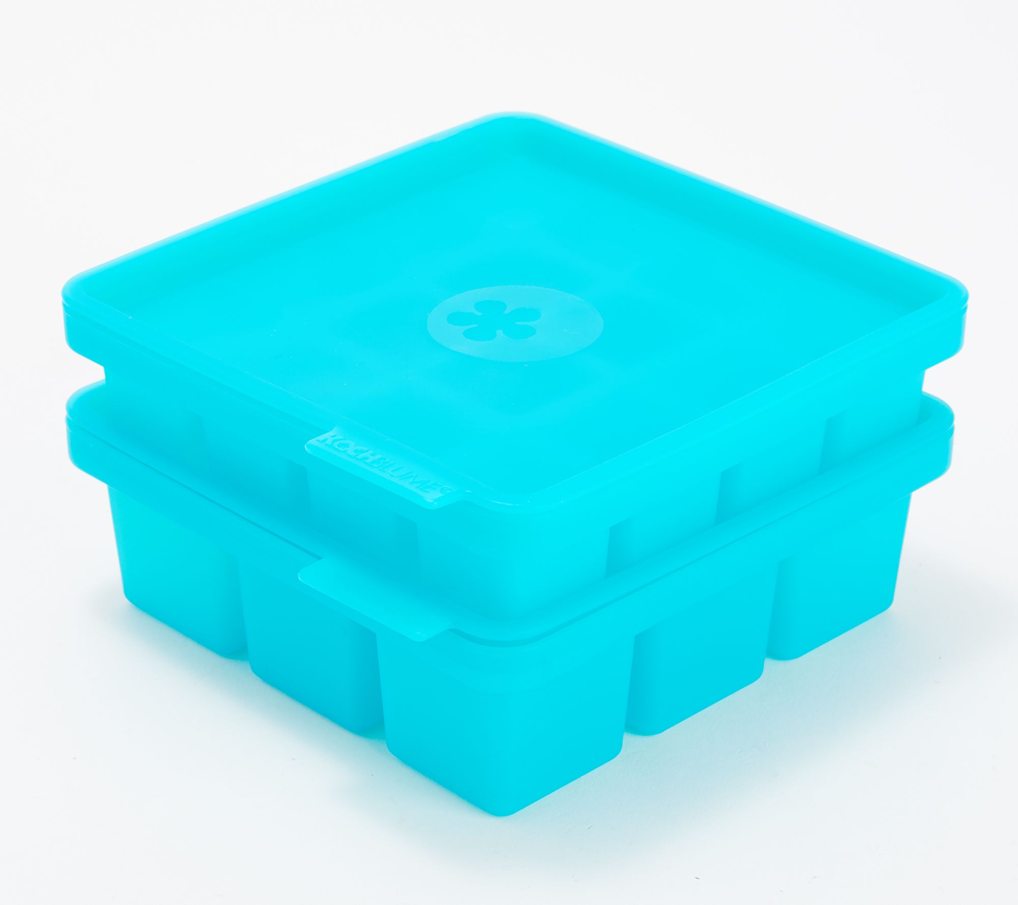 KOCHBLUME Set of (2) 9-Cube Silicone Ice Trays with Lid