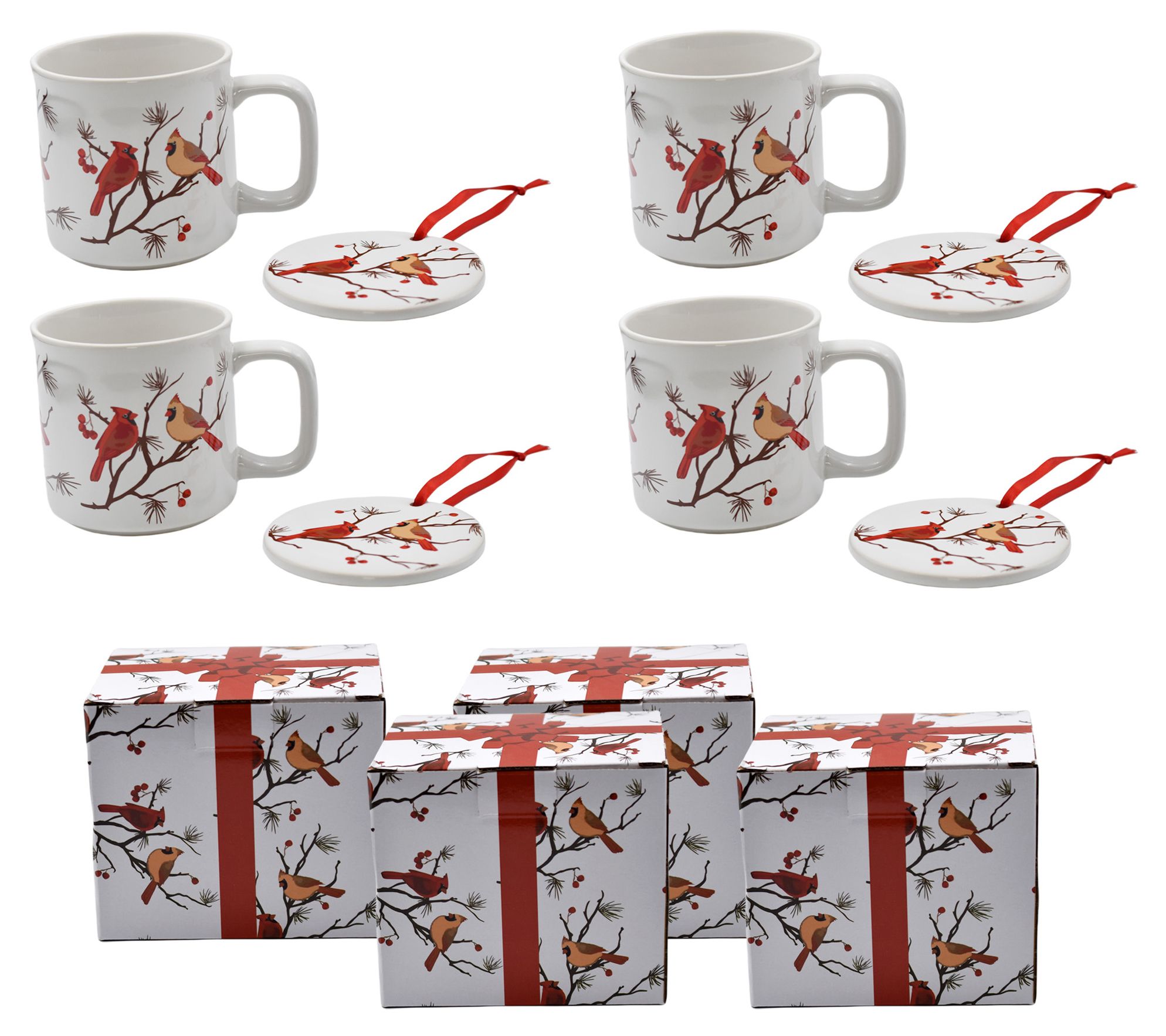 "As Is" Temp- tations Set of (4) 16-oz Mugs w/ Ornament Lid-It