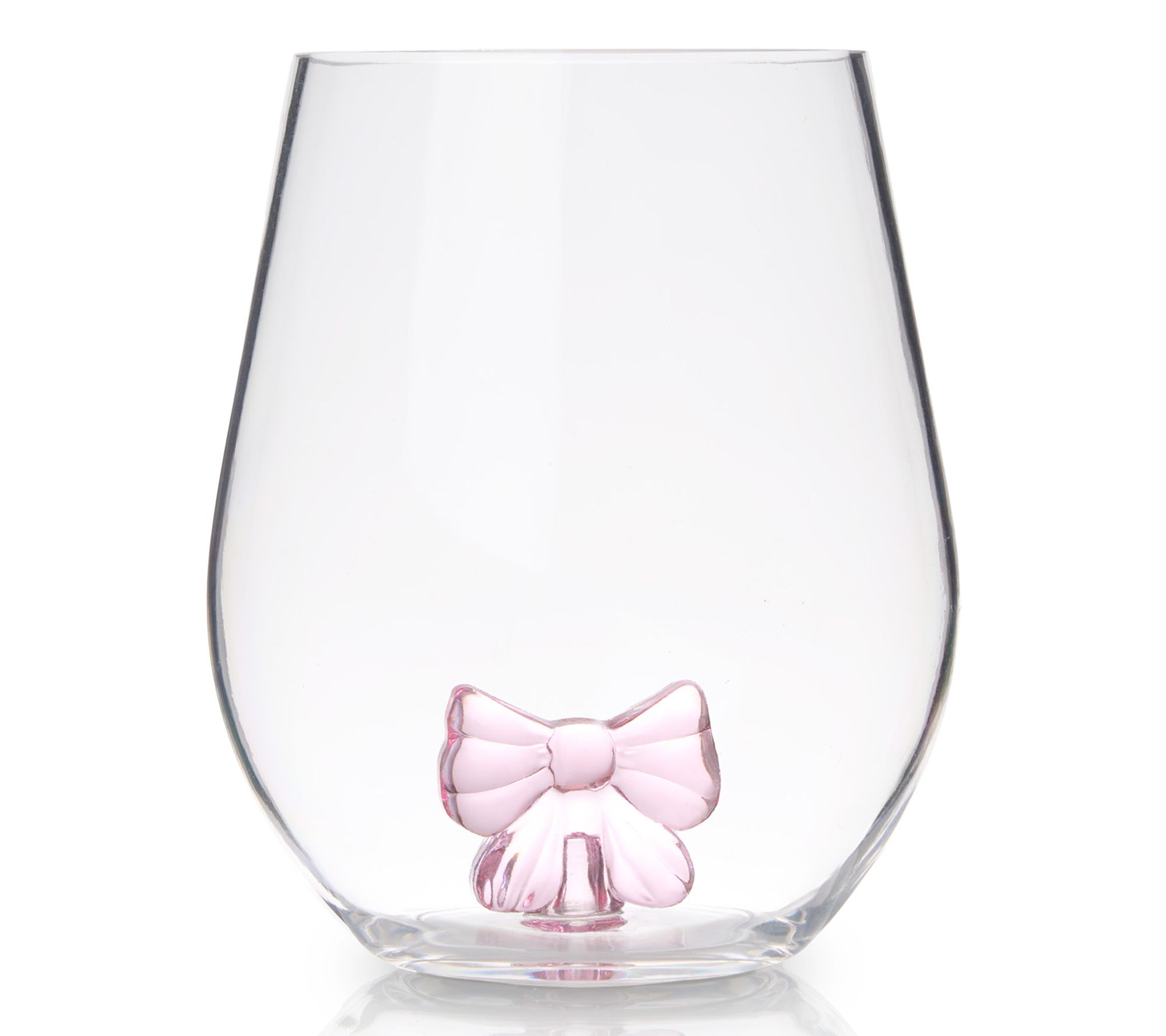 Godinger Pink Bow Acrylic Stemless Wine Glass