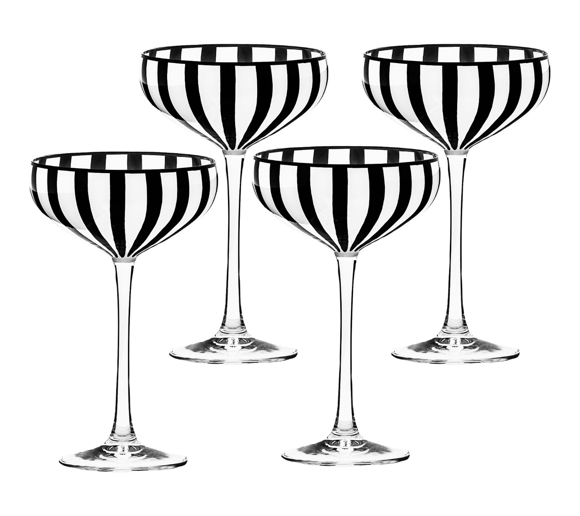 10 Strawberry Street Set of 4 Black & White Champagne Coupes