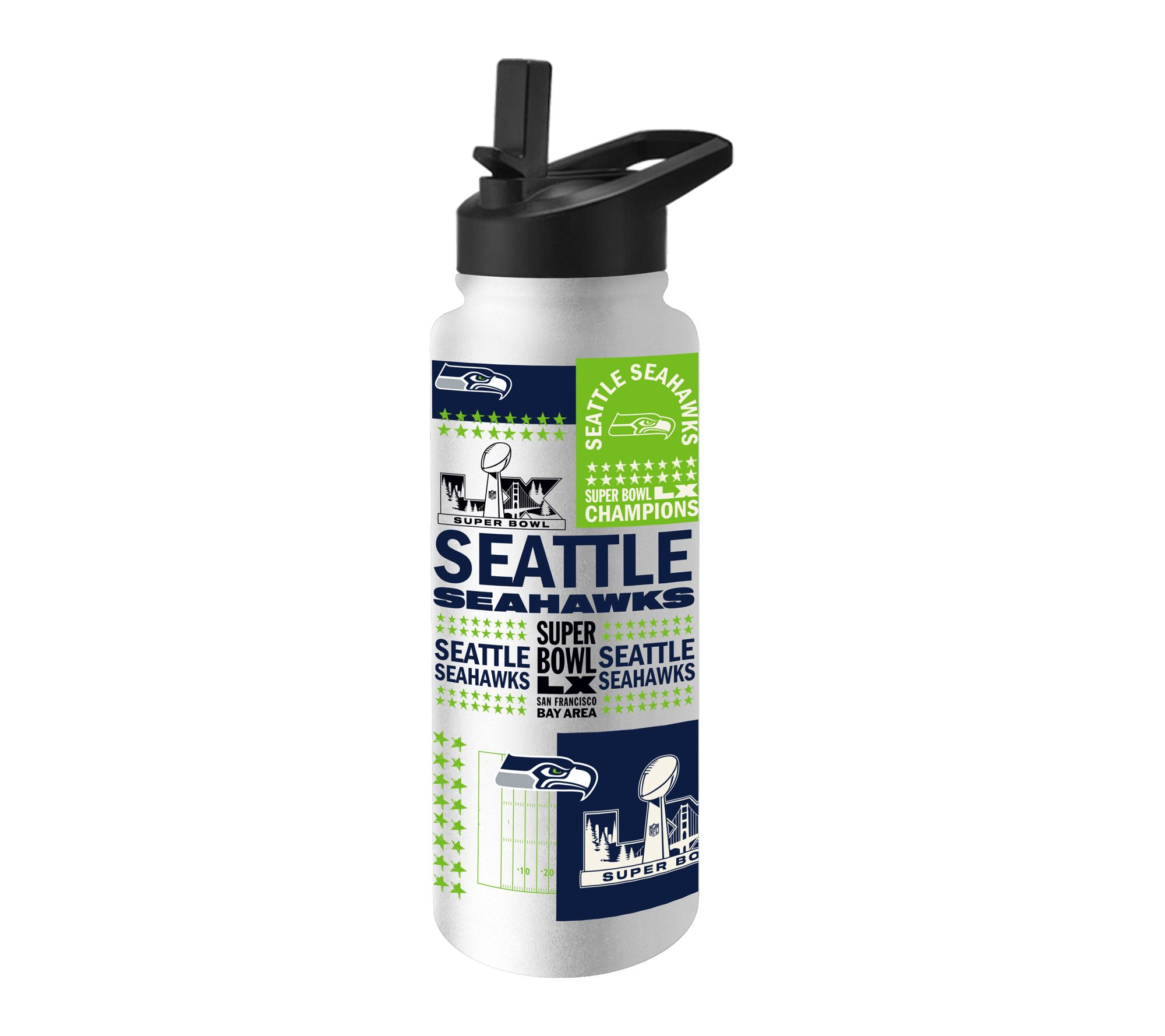  Logo Seattle Seahawks 2026 Super Bowl Champions 34oz Quencher