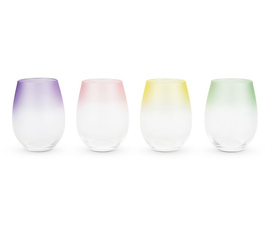 Frosted Ombre Stemless Wine Glasses by Blush