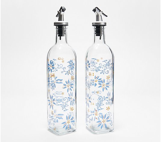 Temp-tations Set of 2 Glass Oil Bottles with Spouts