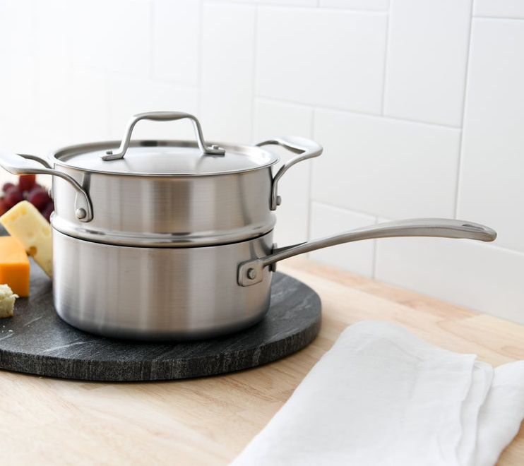 American Kitchen 3qt Covered Saucepan w/ Double Boiler Insert