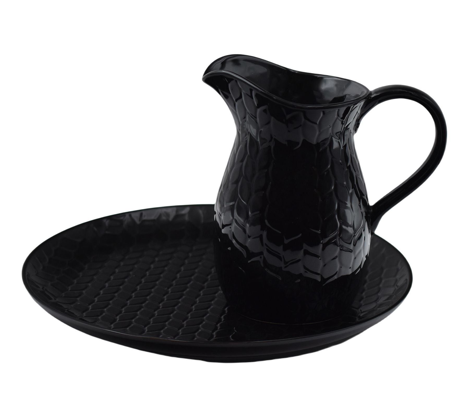 Temp-tations Carved Willow Nostalgic Pitcher and Platter Set