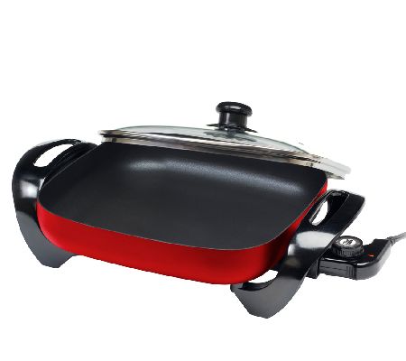 Elite Gourmet Electric Skillet with Glass Lid - Black