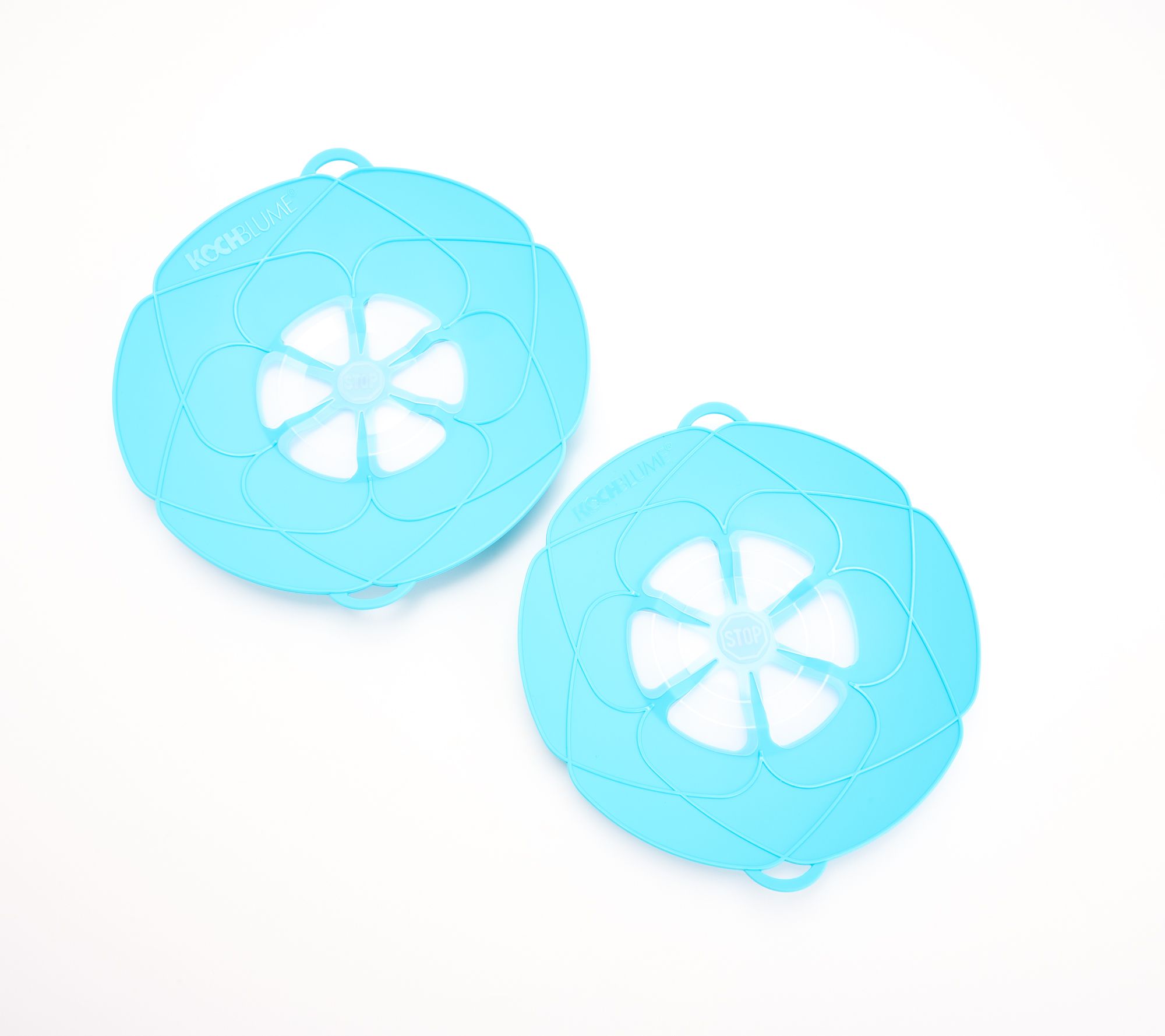 "As Is" Kochblume Set of 2 Silicone Spill Stopper Lids