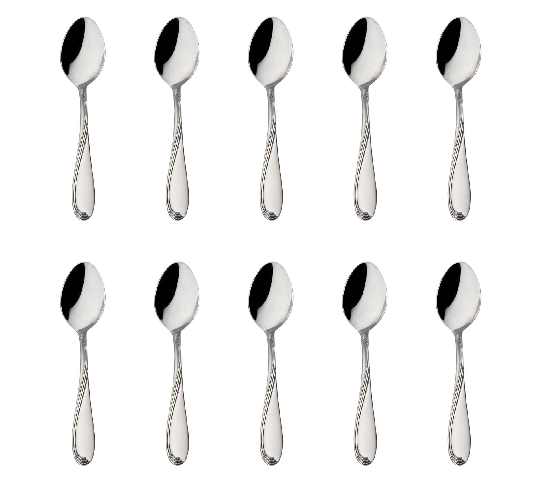 Godinger Set of 10 Wave Sandblast 18/0 SS Teaspoons