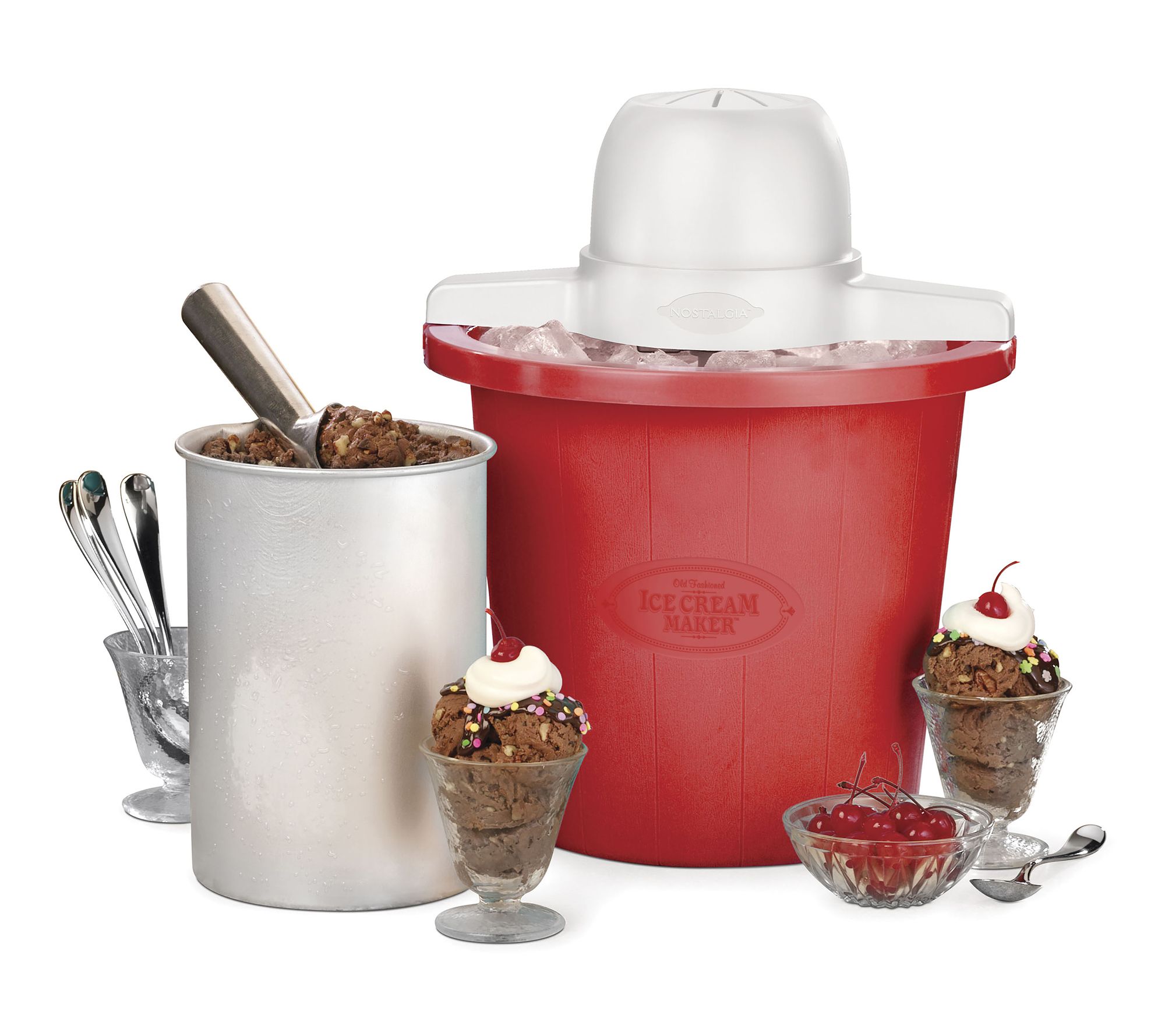 Nostalgia 4 Qt. Red Bucket Electric Ice Cream Maker