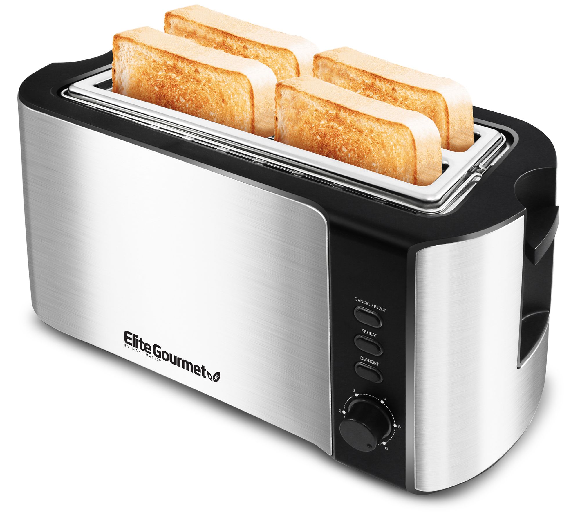 Elite Gourmet Stainless Steel 4Slice LongSlot Toaster