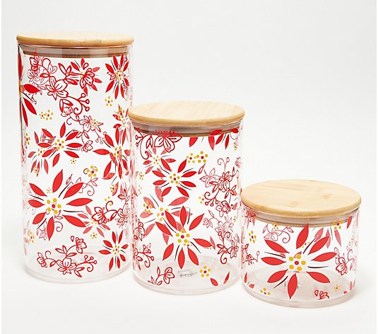 Temp-tations Classic Set of 3 Glass Canisters with Wood Lids