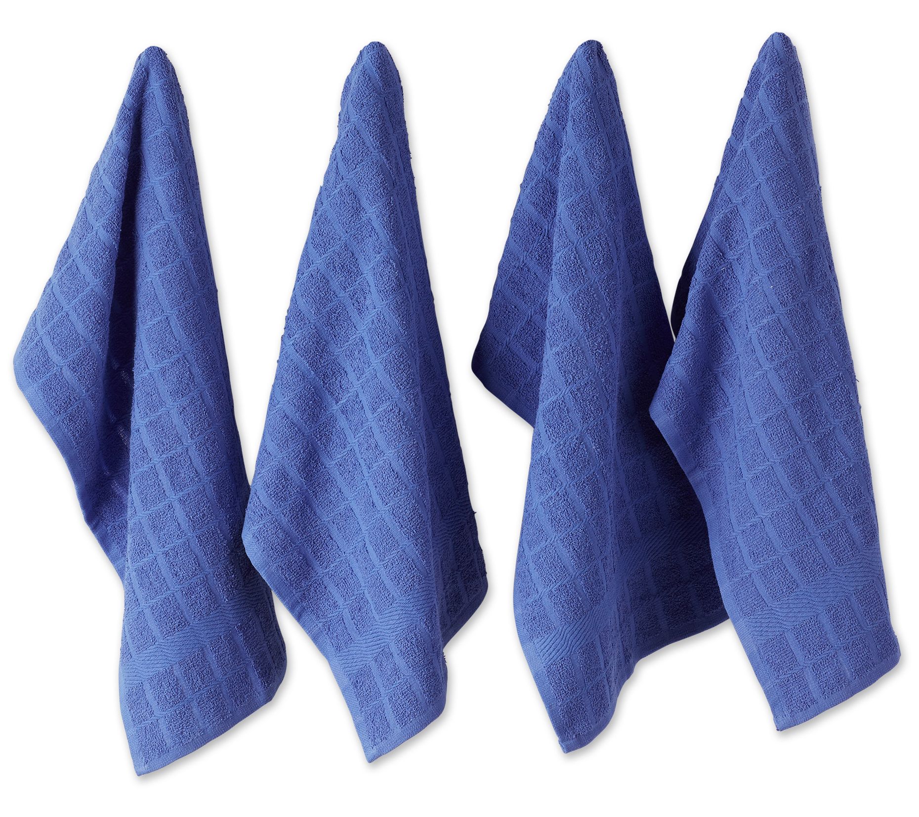 Design Imports Set of 4 Solid Windowpane Terryhen Towels