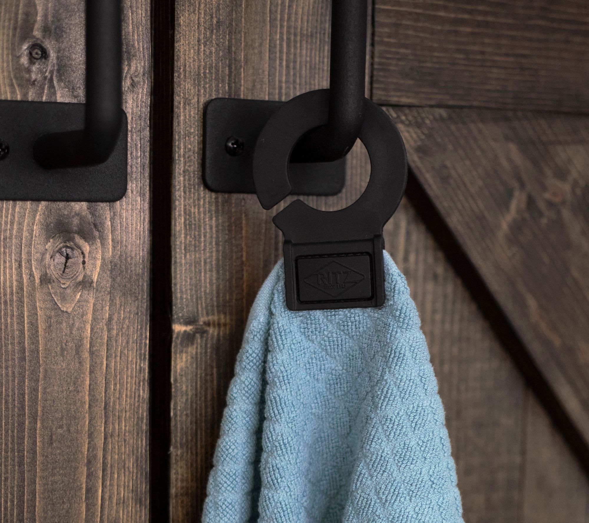 Ritz Hook and Hang Woven Kitchen Towel, Set of 2 - Black