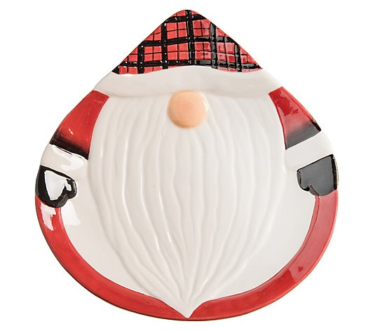 Gallerie II Small Plaid Gnome Christmas Cookie Plate