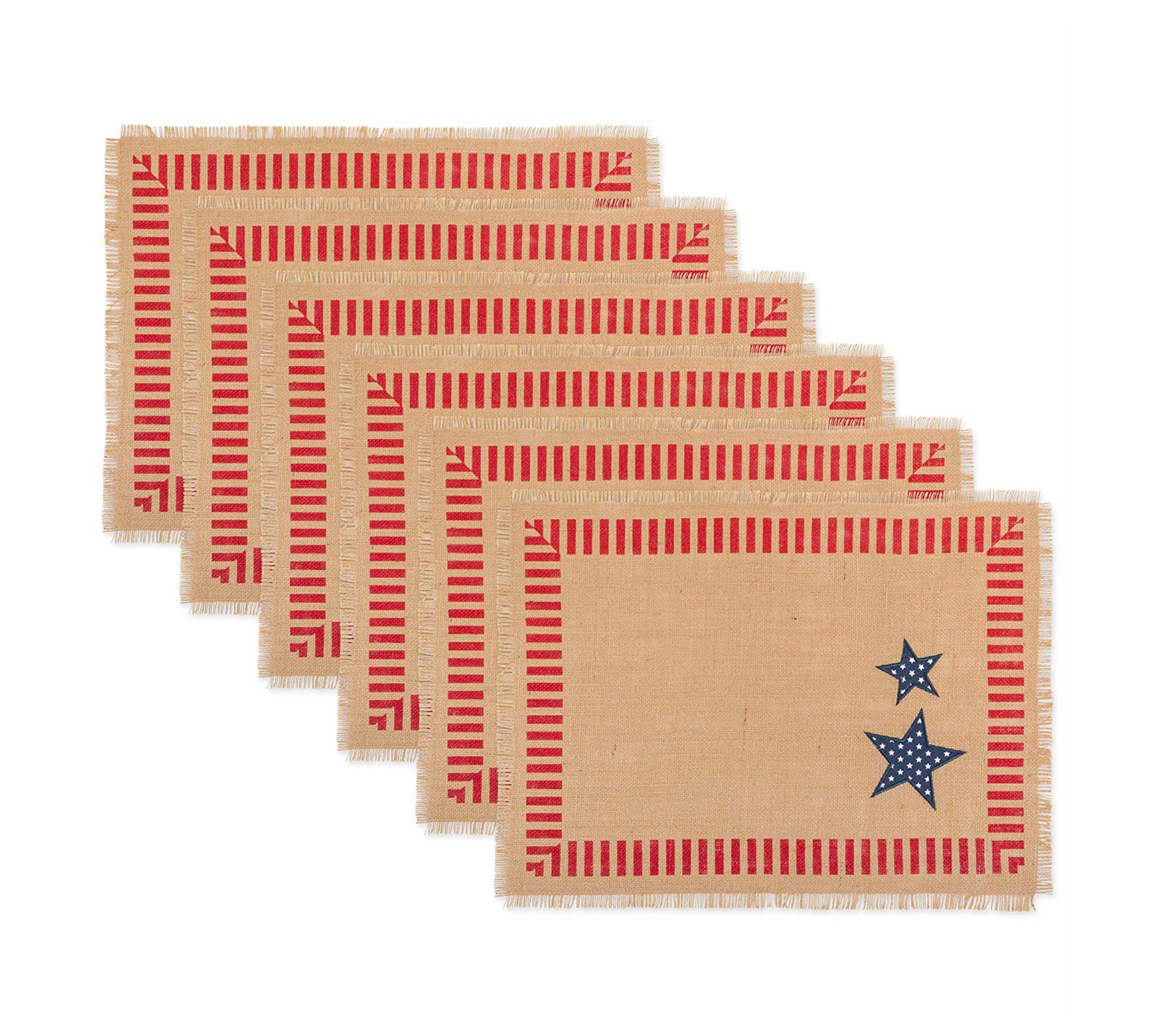 Design Imports Set/6 4th of July Jute Placemats