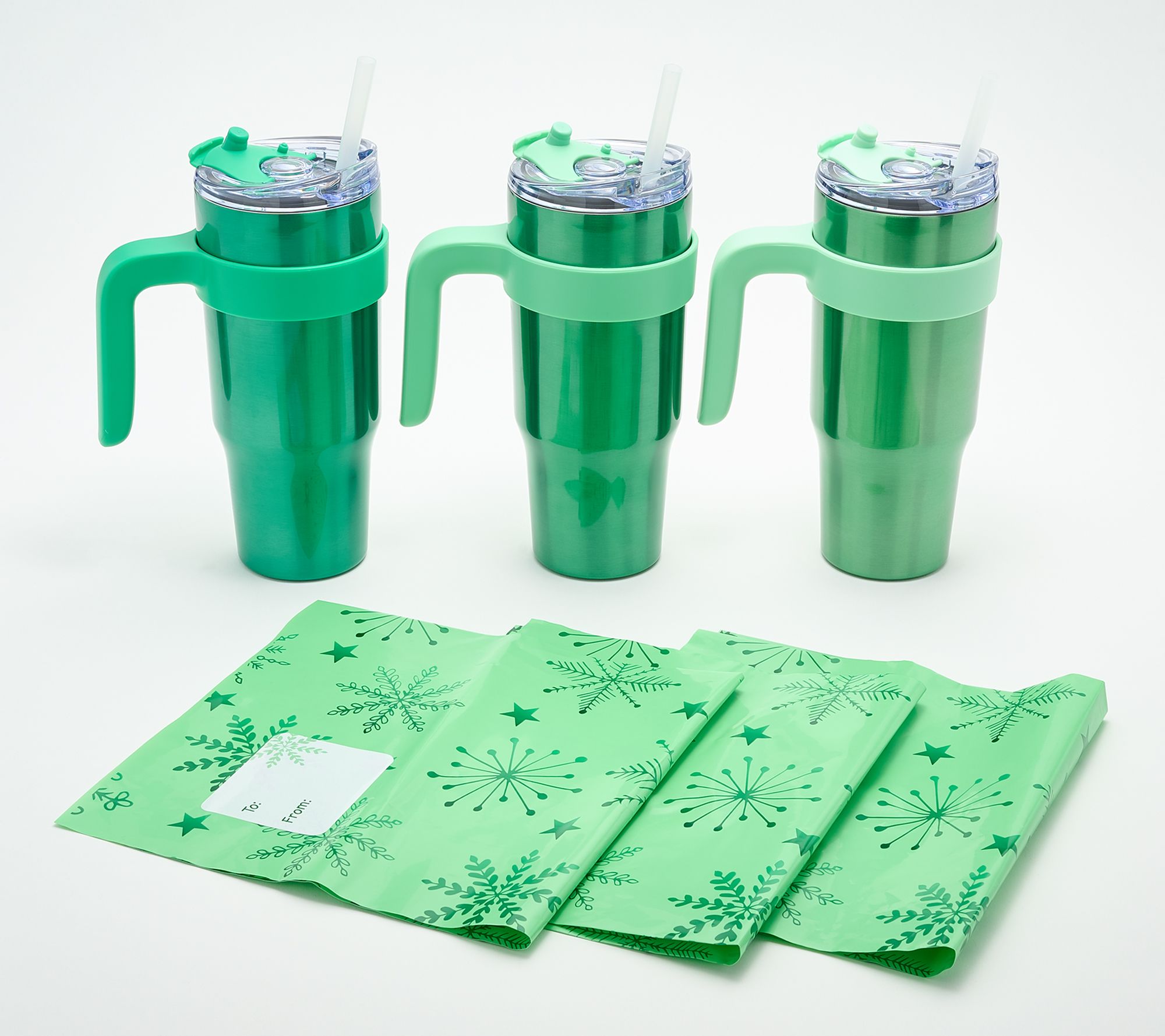 Primula Set of (3) 30oz Tumblers with Straws