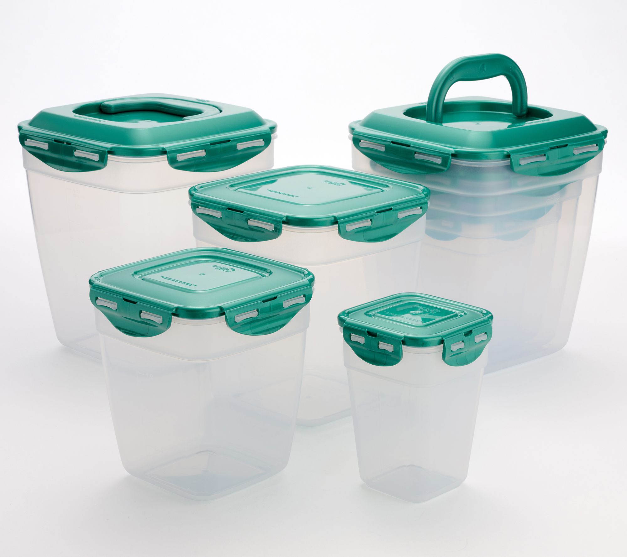 LocknLock 8-Pc Nestable Square Canister Storage Set w/ (2) Handle Lids