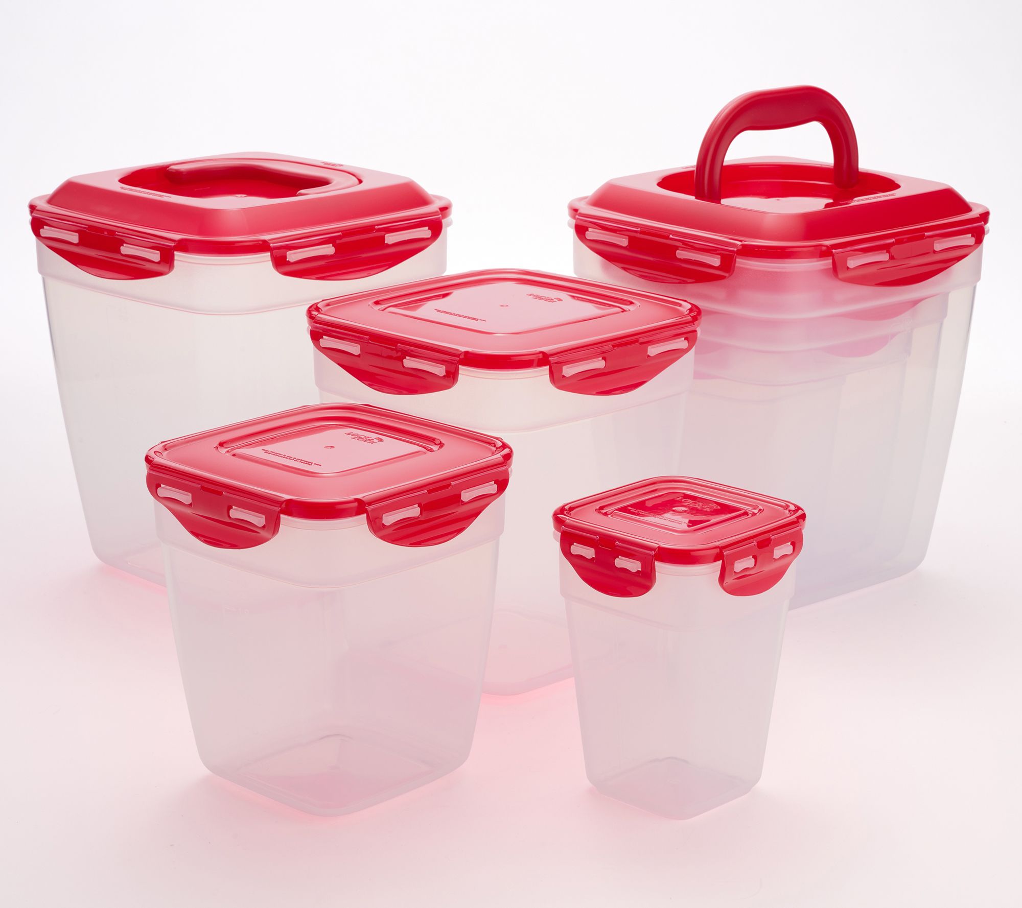 LocknLock 8-Pc Nestable Square Canister Storage Set w/ (2) Handle Lids
