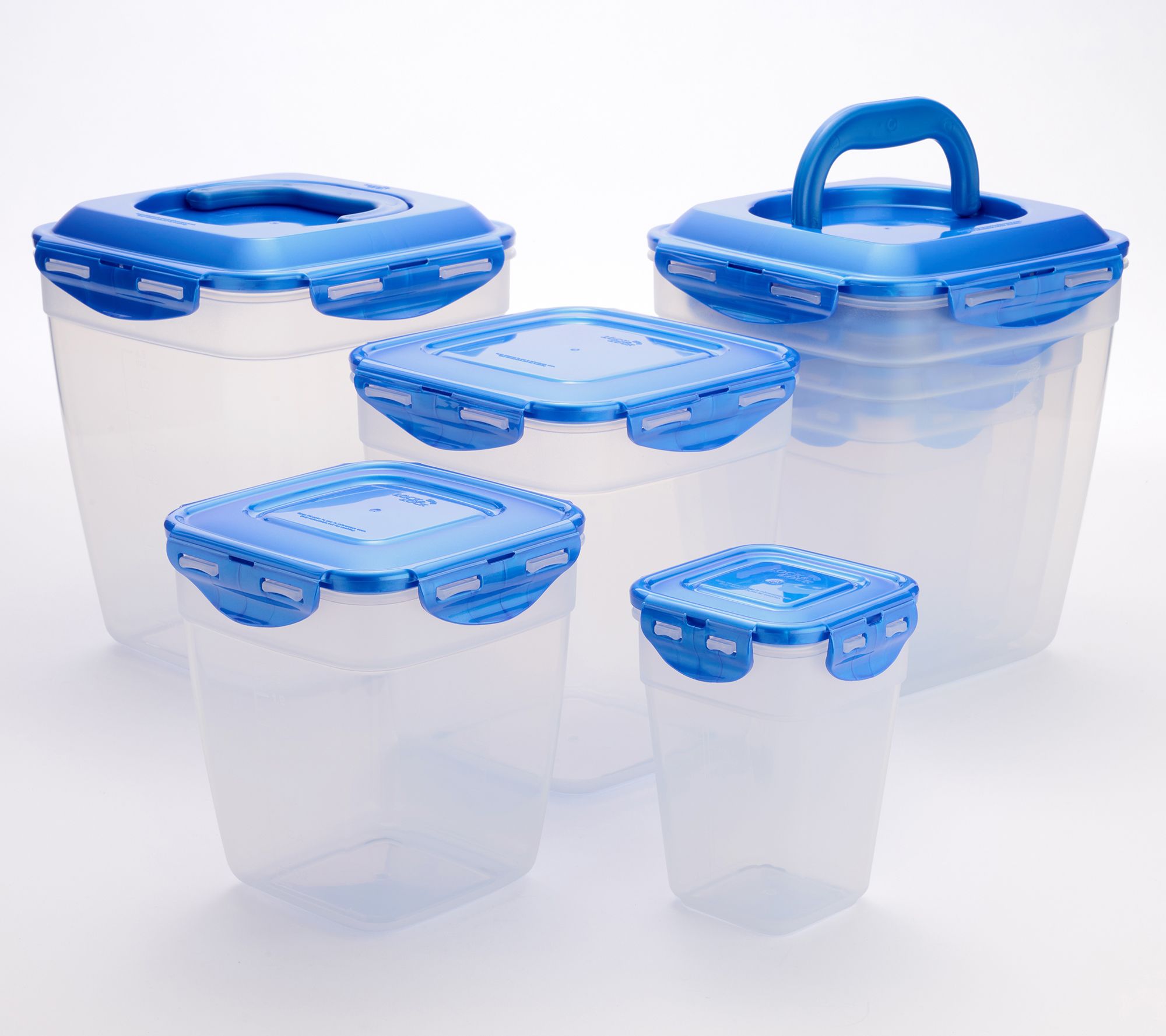 LocknLock 8-Pc Nestable Square Canister Storage Set w/ (2) Handle Lids