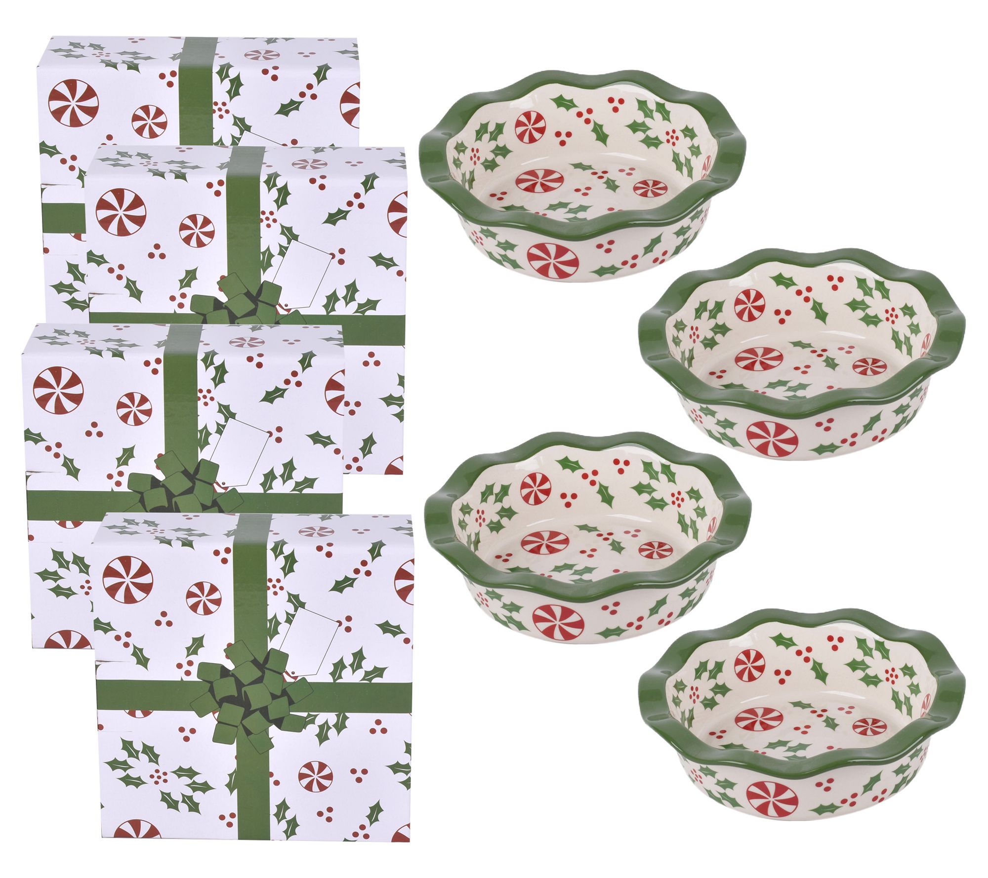 "As Is" Temp- tations Special Ed. Seasonal 4-Pc Mini Pie Plates w/ Boxes