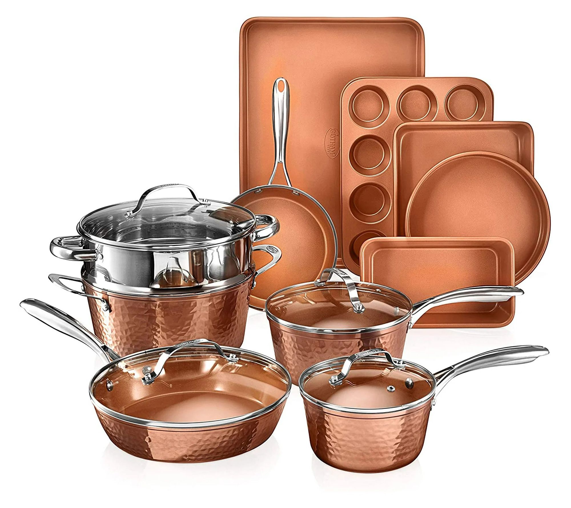 Gotham Steel Hammered 15 Piece Nonstick Cookware Bakeware Set