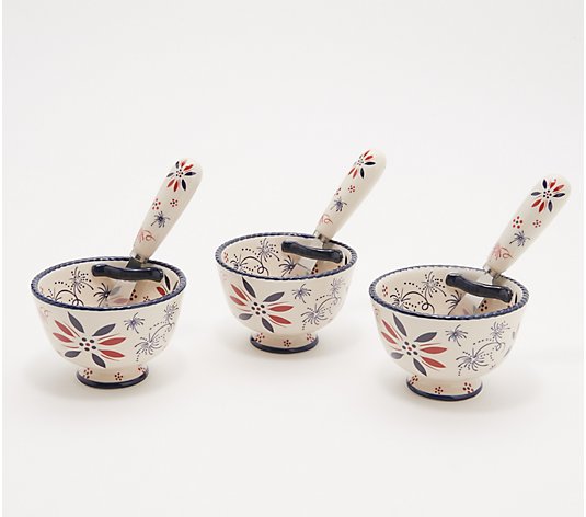 Temp-tations Set of 3 Pedestal Bowls with Spreader Pocket