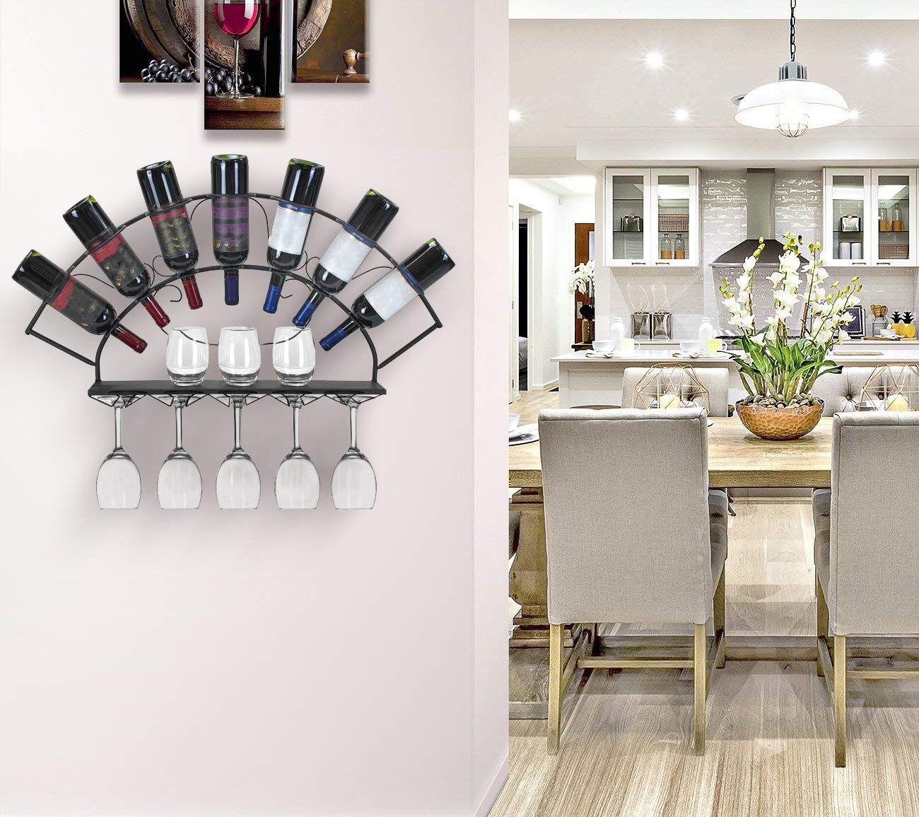 Sorbus 7 Bottle Wall Mount Wine Rack with Wine Rack