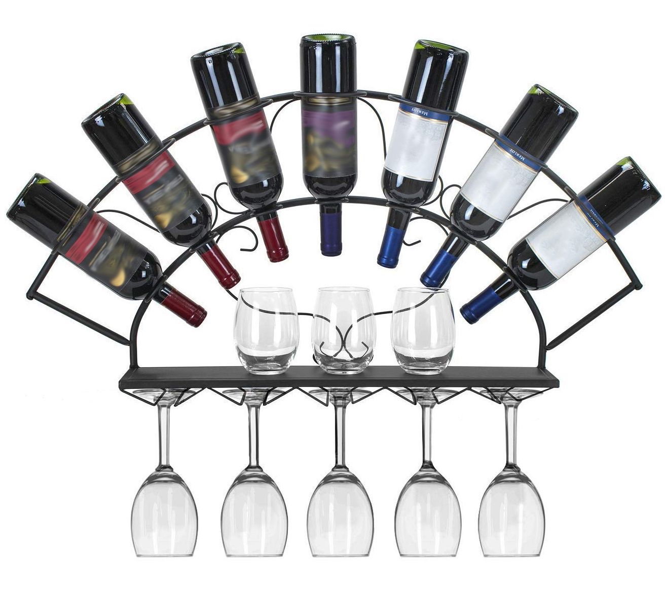 Sorbus 7 Bottle Wall Mount Wine Rack with Wine  Rack