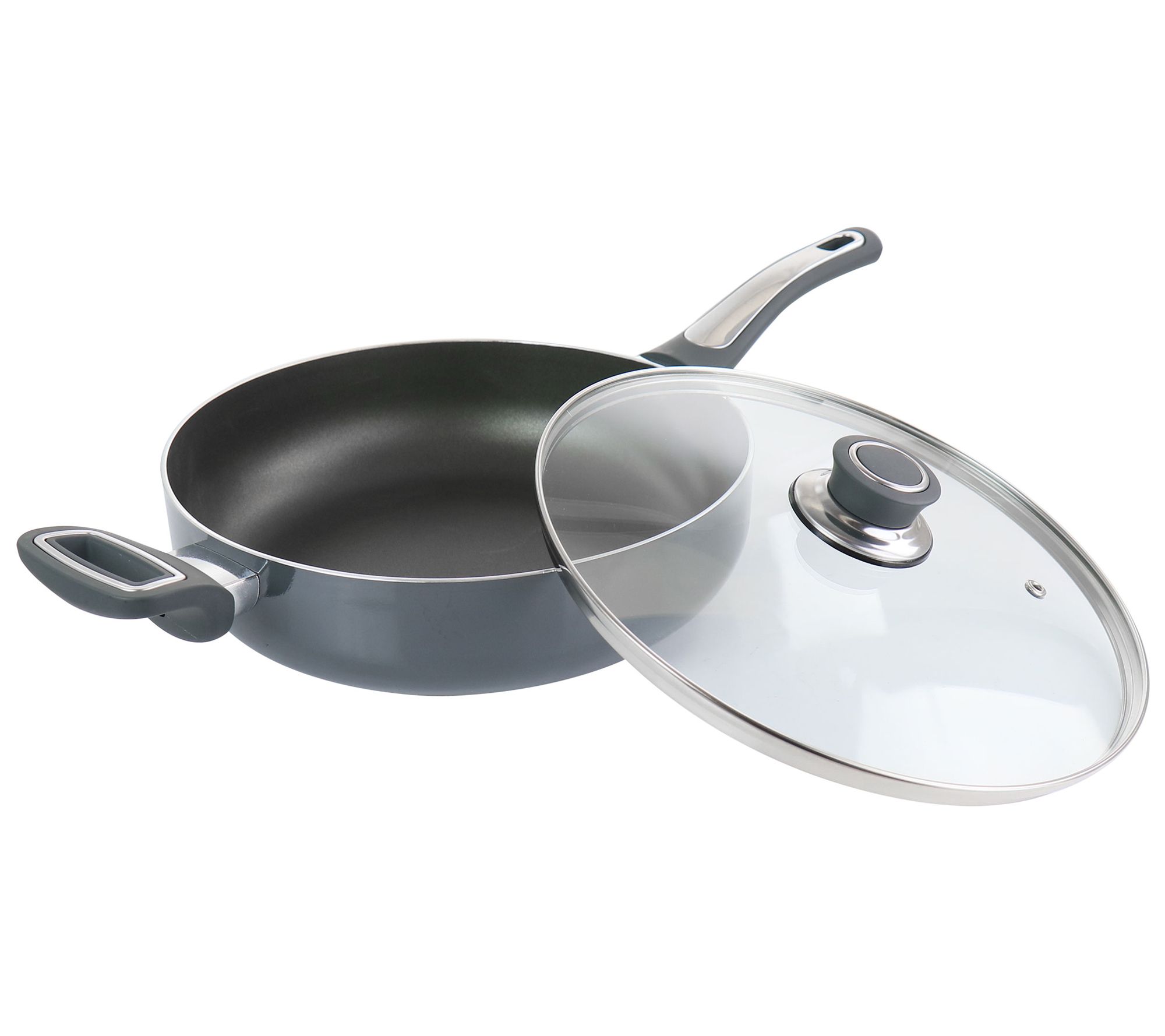 Oster 3.5 Quart Nonstick Aluminum Saute Pan with Lid in Gray - On