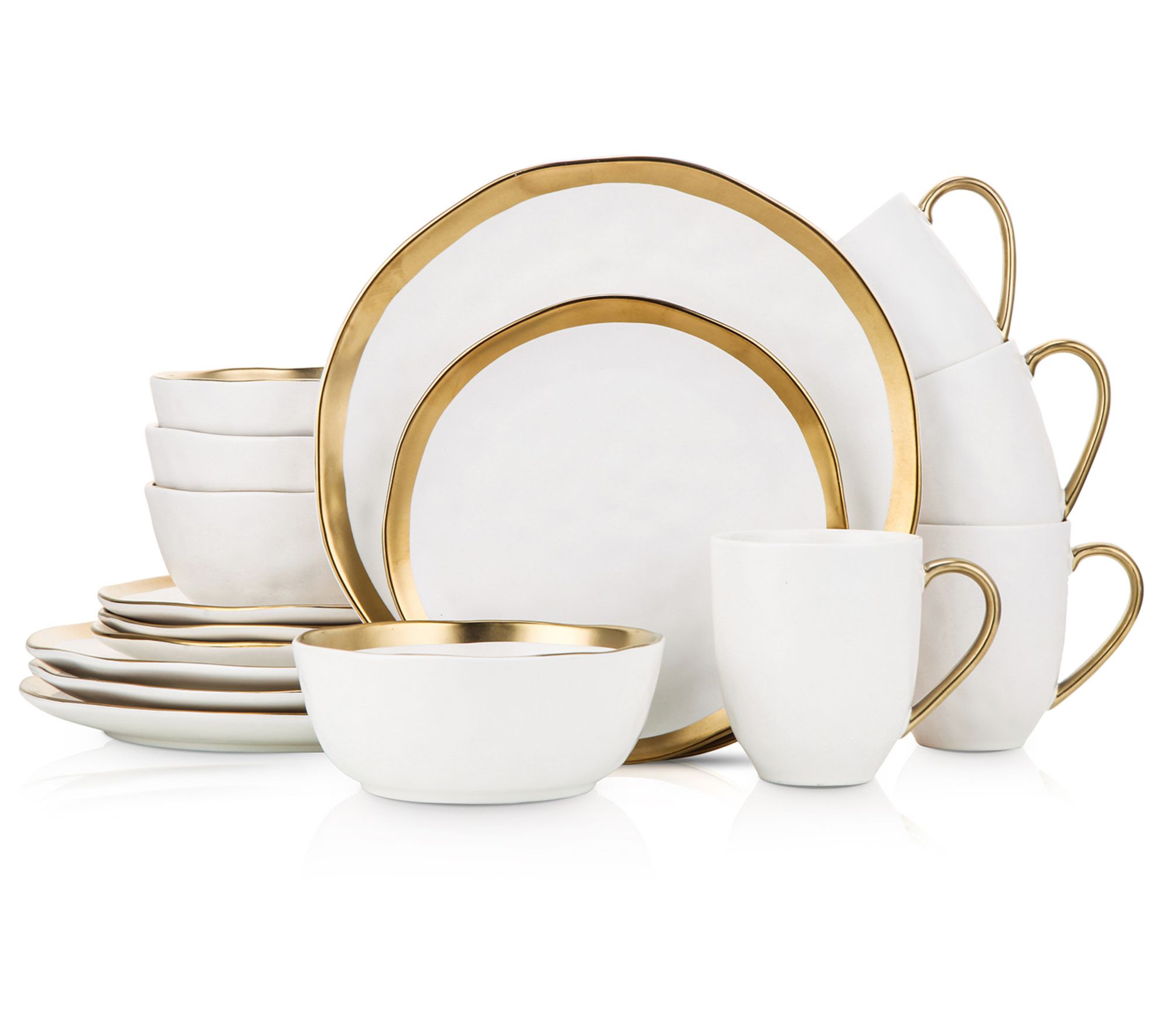 Stone + Lain Florian 16-Piece Porcelain Halo Dinnerware Set