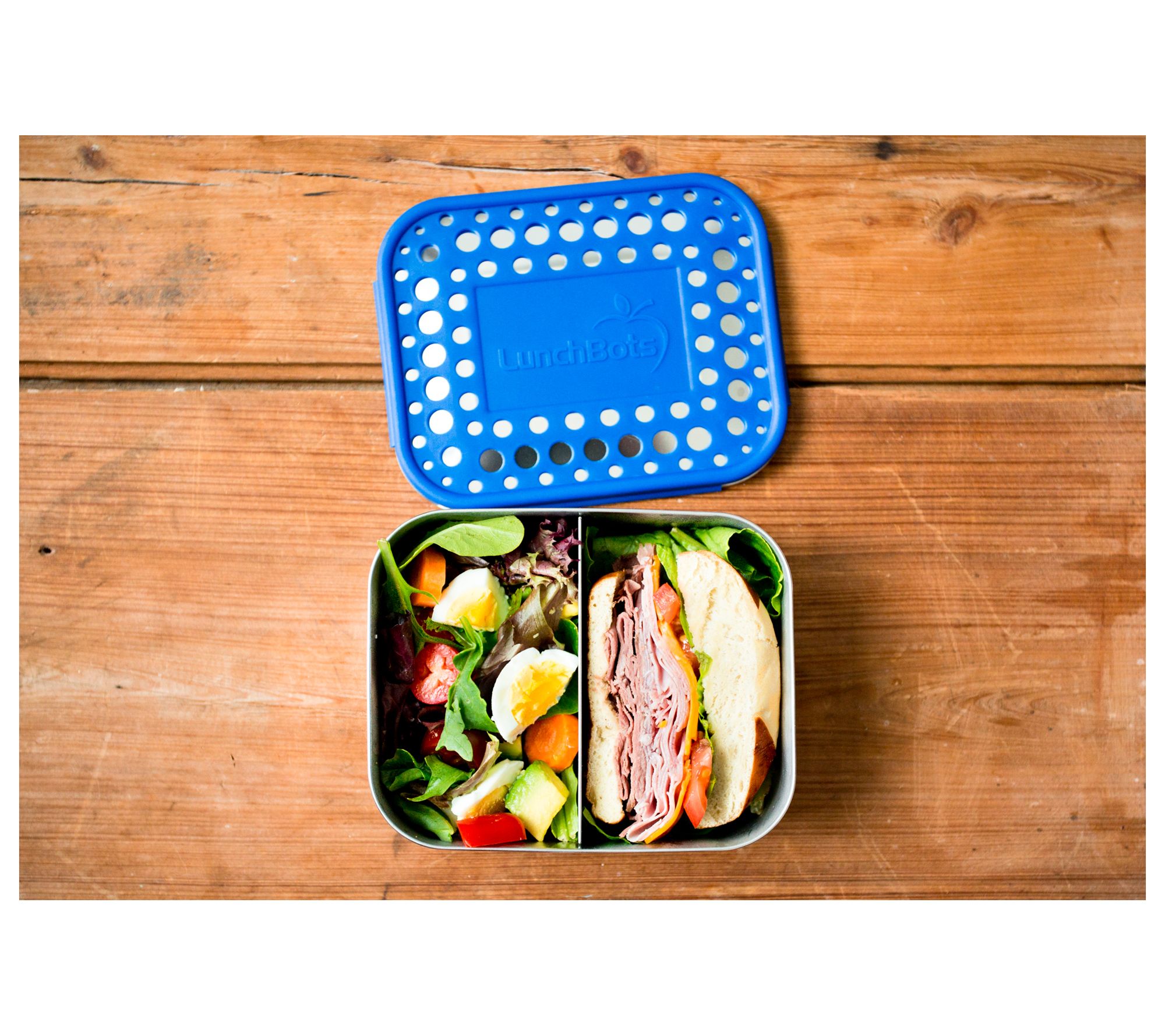 LunchBots Duo Stainless Steel 2 Compartment Bento Box Blue