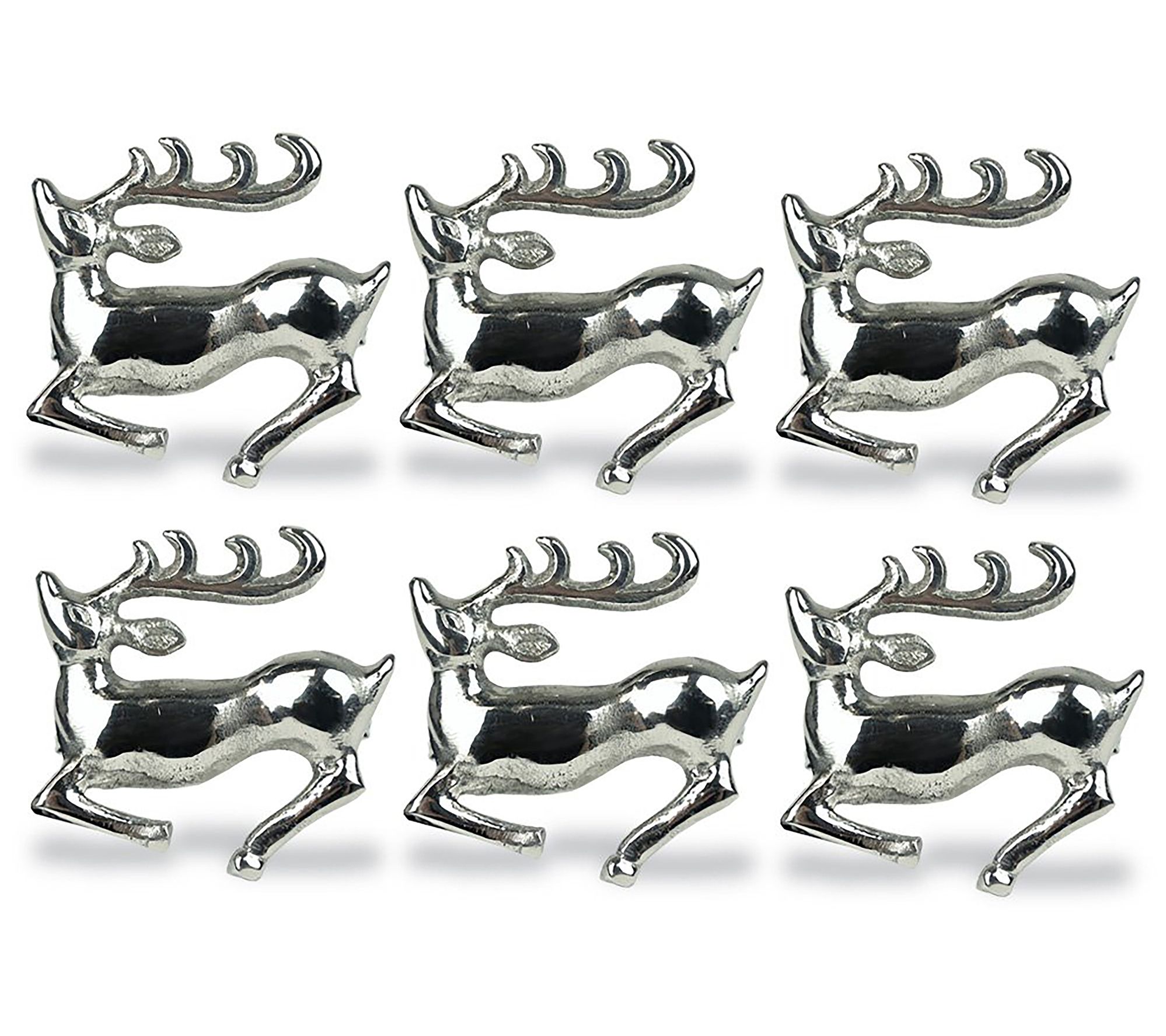 Design Imports Set/6 Silver Reindeer Napkin Rings